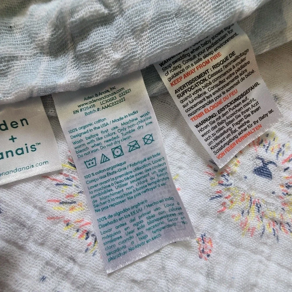 Aden + Anais Set 2 Organic Cotton Muslin‎ Baby Swaddle Blankets Natural Lions